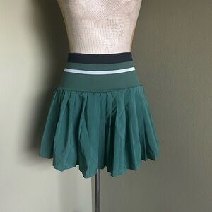 Green Pleated Mini Skirt
